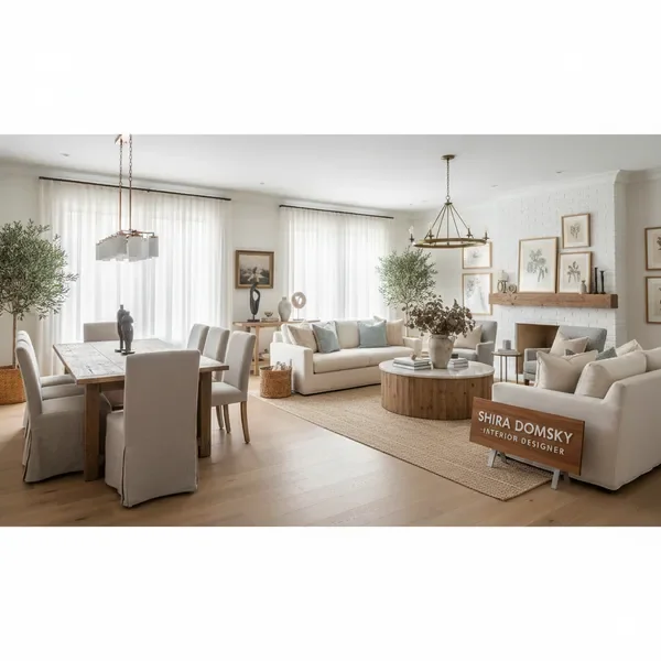 מעצבת פנים סגנון כפרי - סלון פתוח מעוצב