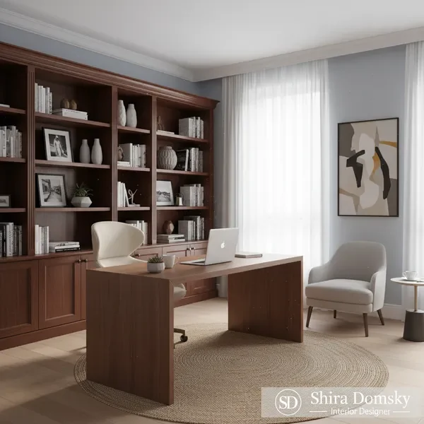 עיצוב חדר עבודה ביתי בסגנון כפרי